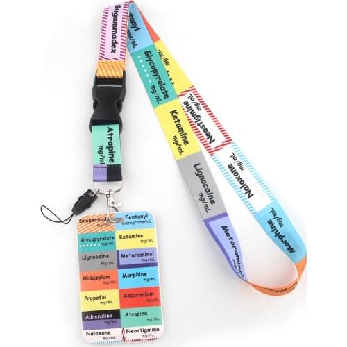 LX638 Doctors Nurses Critical Care ICU Anaesthetics Cartoon Print Lanyard Card ID Holder Key Chain Neck Straps Badge Holder