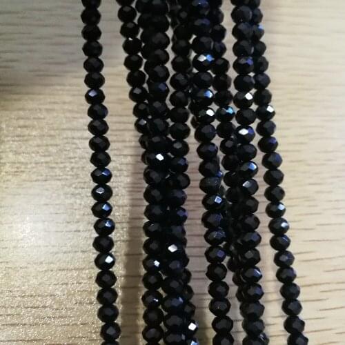 Black Colour 3MM 4MM Faceted Crystal Glitter Rondelle Beads Trimming Strass For Bracelet ,DIY pendant