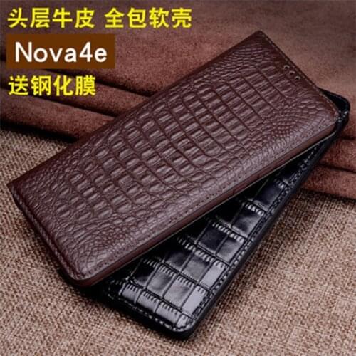 Luxury Genuine Leather Case for Huawei Nova 4e Business Flip Stand Phone Cover Shell for Huawei Nova4e Fundas Skin Handmade Bag