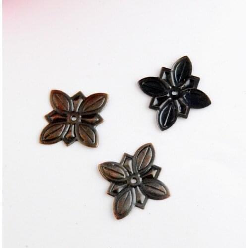 Free shipping 100Pcs Bronze Tone Filigree Square Flower Wraps Connectors Metal Crafts Gift Decoration DIY 21x21mm J3126
