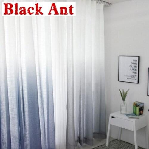 Gradient Yarn For Living Room Blue Tulle Curtains Kitchen Window Bedroom Grey Curtain Sheer Fabrics Treatment Drapes X103 #30