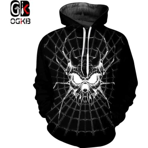 OGKB Spider Hoodie 3D Printed Black Sweatshirt New Arrival Women/mens Long Sleeve Knitted Jackets Casual Sweats Coats Dropship