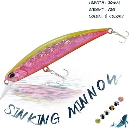 KoKossi 1PCS 80MM 12G Fishing Hard Lure Minnow Artificial Pencil VIB Bait Sinking Wobblers Japanese Fishing Accessories Tools