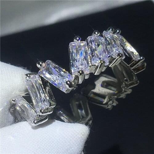 Eternity Ring Sparkling Irregularity Diamond 100% Real 925 Sterling Silver Engagement Wedding Band Rings for women men Jewelry