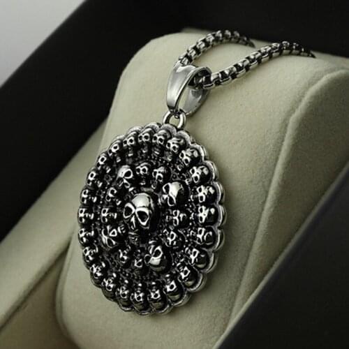 Antique silver personalized Om Mani Padme Hum necklace Circular pendant