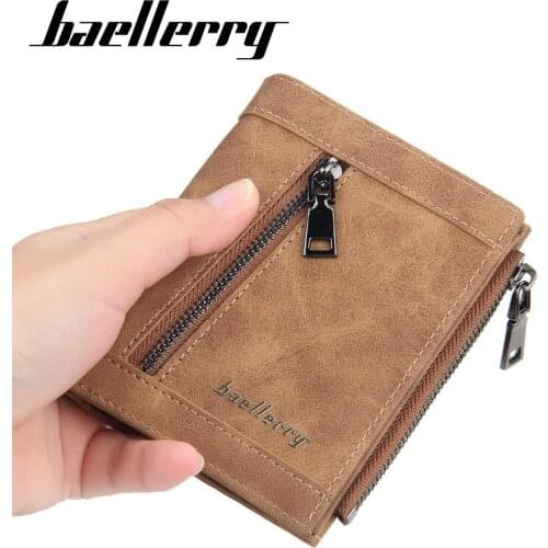 Baellerry Summer Soft Leather Purse for Men Male Coin Pocket Card Holder Photo Holder Zipper Bag Wallet Men carteira masculina