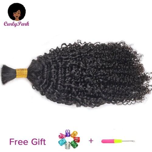 CURLYPARK Kinky Curly Human Braiding Hair Bulk Remy Human hair Brazilian Hair Weave Bundles For Black Women No Weft Extensions
