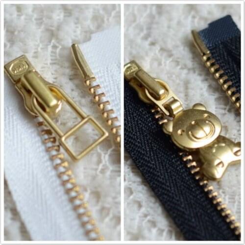 2 Pcs/lot Ykk Metal Gold Zippers Single Open White Black 20-90cm Kids Coat Jacket Sewing Accessories