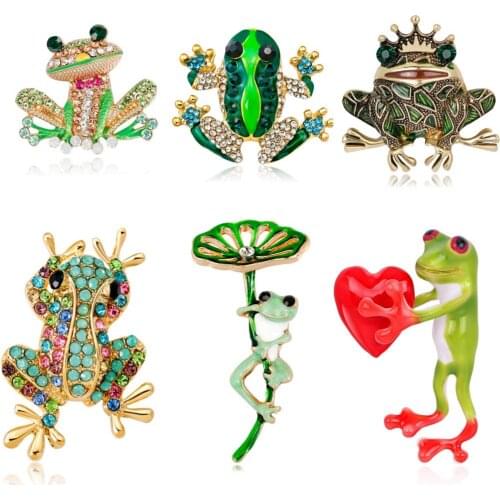 Cute Iced Out Frog Brooch With Rhinestone For WomenS Clothing Accessories Badges Lapel Pins Female Jewelry Brooches Friend Gift