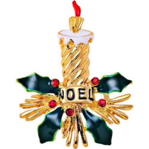 New Fashion Christmas Candles and Decorations Gold Exquisite Brooch Rhinestone Brooch Pins Mujer Suit Lapel Pins Custome Brooch