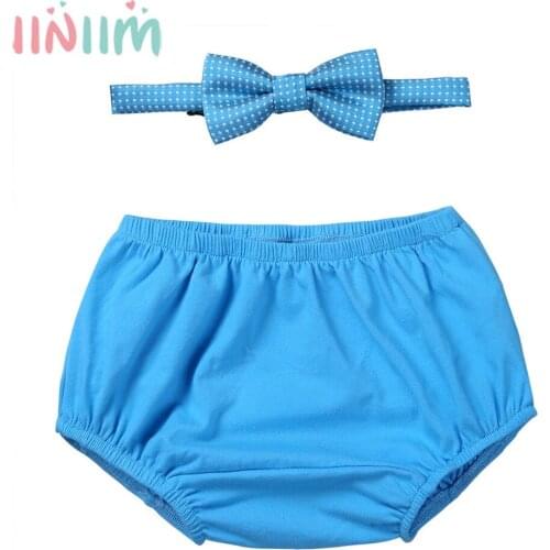Newborns Baby Boy Clothes Infantil Baby Boys Outfit First 1st Birthday Party Diaper Cover Bloomers with Bow Tie Photo Props Set