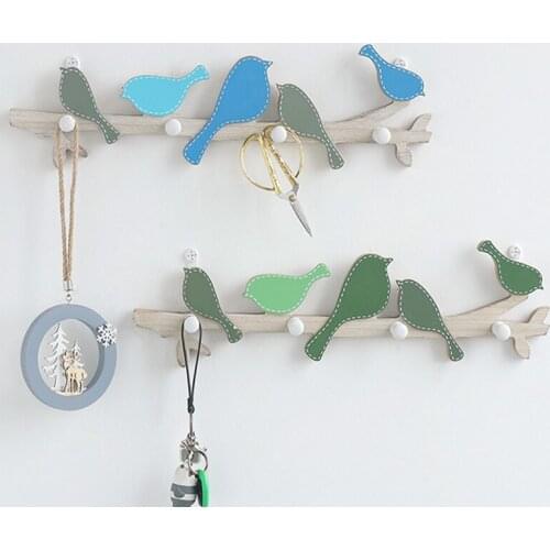 Wooden Bird Coat Hook Household Wall-mounted Hanger Home Bathroom Living Room Bag Coat Hat Holder
