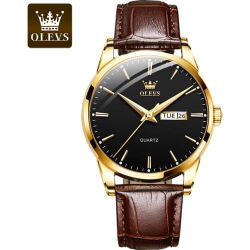 OEM OLEVS Watches Fashion Sports Minimalist PU Leather Waterproof Quality Business With Date Analog Quartz mens Wristwatch