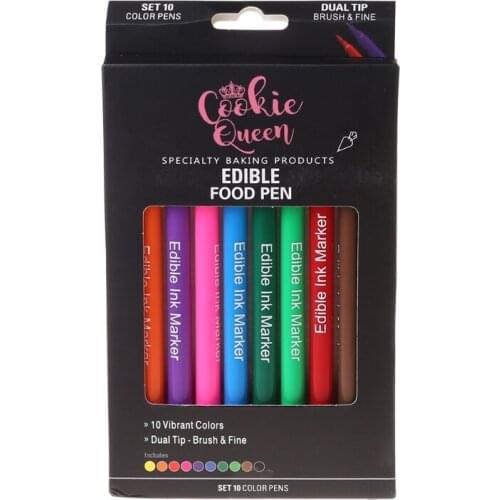 L5YD 10 Colors Edible Ink Markers for Cookies Epoxy Resin Design Food Coloring Markers Resin Fine Tip Drawing Pens Craft Tool