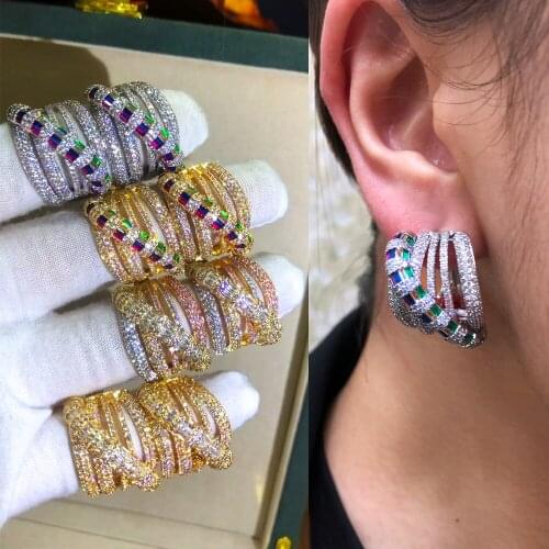 Luxury Brazilian Romantic Trendy Earrings For Women Wedding Engagement Party Trendy Cubic Zircon Dubai Bridal Jewelry earrings