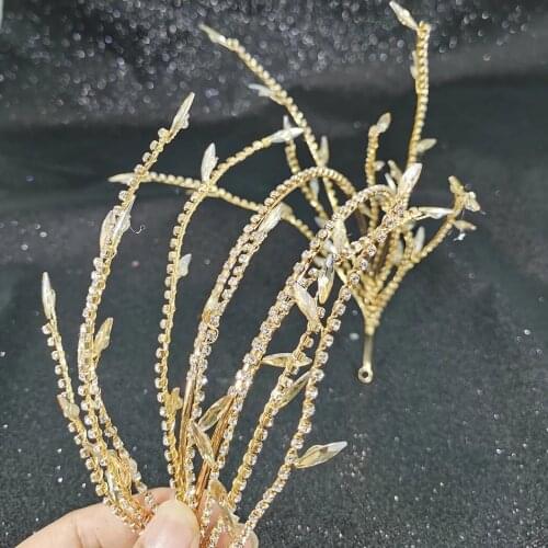 Luxcy Rhineston Handmade Bridal Flower Faux Pearl Crystal Crown Wedding Headband Women Hairband Tiara Children Hair Accessories