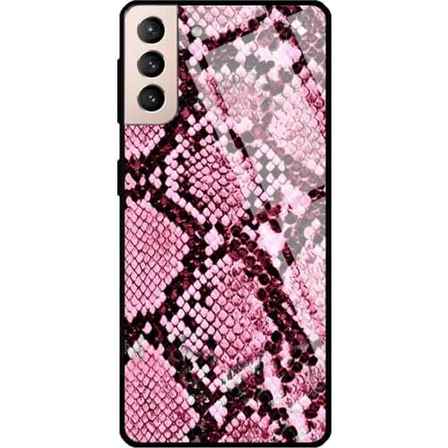 Pink Snake Tempered Glass Cover For Samsung Galaxy S21 Ultra S20 FE S8 S9 S10 Plus Note 10 20 Case