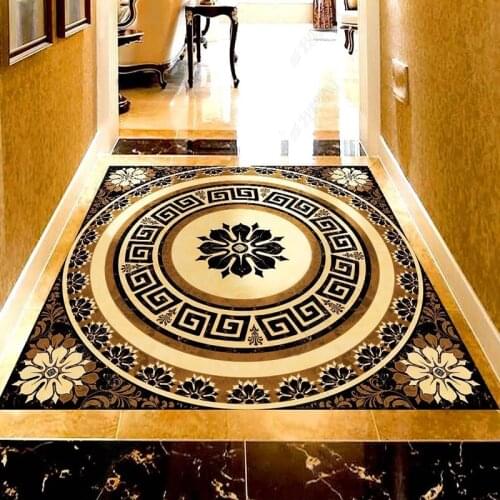 Custom Self-Adhesive Waterptoof Floor Wallpaper 3D Marble Geometric Mural 3D Flooring Tiles Sticker PVC Living Room Hotel Murals