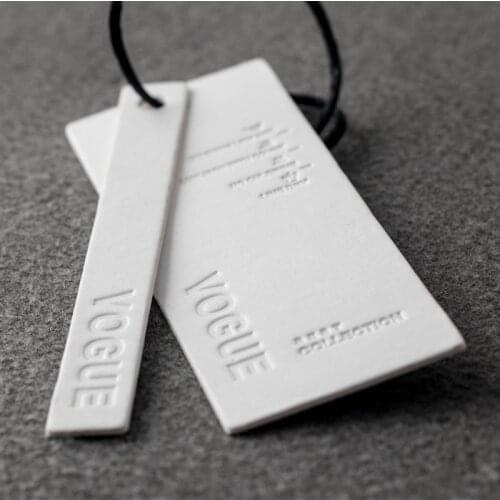 Die cut sewing luggage tags Customized shape hang tag for garment price tags for clothing letterpress labels and tags