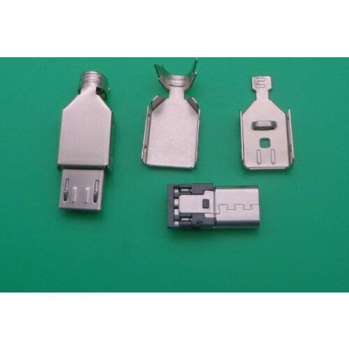 10set Micro USB 5PIN Welding Type Male Plug Connector Charger 5P USB Tail Charging jack 4 in 1 Metal Parts
