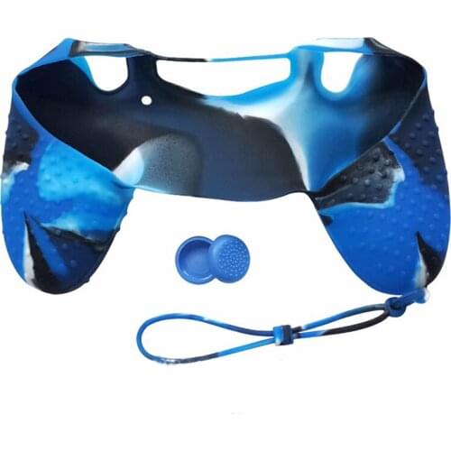 JIE LI Anti-Slip Silicone Cover Skin Case For Sony PlayStation Duashock 4 PS4 Slim Pro Controller With Two Joystick Caps