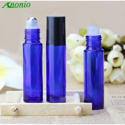 Roll on glass bottle 10ml Bottles for Essential Oils Deodorant Container 10ml Metal Glass Roller Bottle With Black Cap H001B