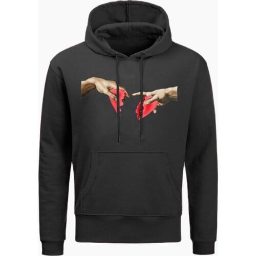 Michelangelo Heart Break Print Hoodie Men Funny Autumn Sweatshirt Cool Hip Hop Tops Winter Harajuku Streetwear