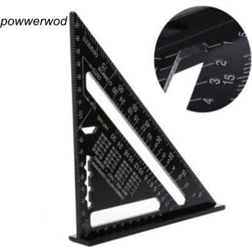 7'' Aluminun Alloy Triangle Angle Ruler 90 / 45 Degrees Protractor Metric/Inch Square Ruler For Woodworking Measuring Tools