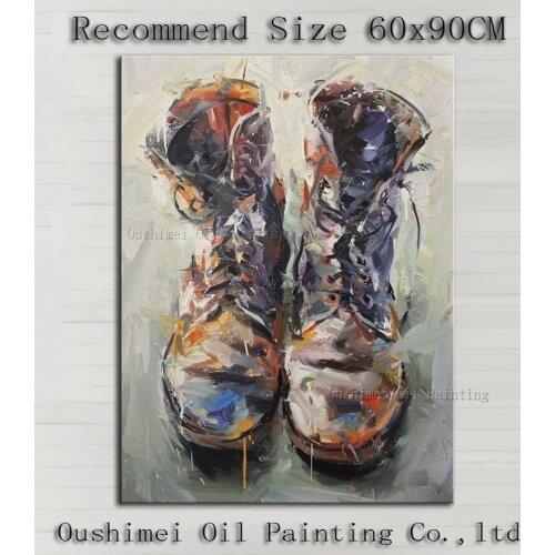 Skills Artist Hand-painted High Quality Abstract Martin Boot Oil Painting On Canvas Modern Decorative Shoes Oil Painting