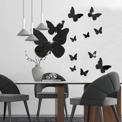 Mirror Butterfly Wall Sticker Self-Adhesive 1mm Butterfly Acrylic Wall Sticker can CSV