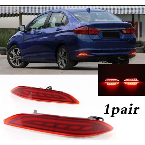 1 Pair Car Fog Lamp Brake Tail Light Turn Signal for Honda City 2014- 2016 Auto Rear Bumper LED Warning Reflector Lamp Car Light