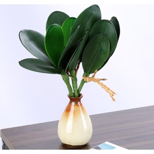 1Pc PU Artificial Green Butterfly Orchid Leaf Plastic Flower Bouquet Leaf Home Wedding Party Decor