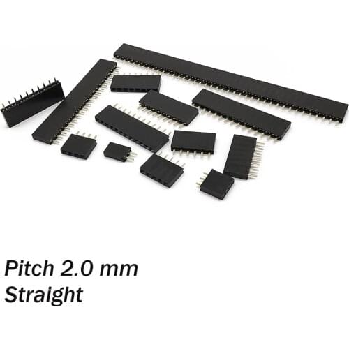 10Pcs Pitch 2.0 mm Single Row Female Socket Jack PCB Board Pin Header Straight Strip Connector 2/3/4/5/6/7/8/10/20/40 Pin