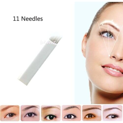 100 PCS Free Shipping Agujas Para Tatuajes 11 Pins Tattoo Needle For Eyebrow Or Lip Makeup Top Quality