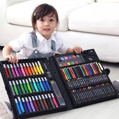 150pcs Childrens Watercolor Pens Convenient Brush Set Painting Kits for Artists Beginner Painters 37.5*31cm Perfect Gift EM88