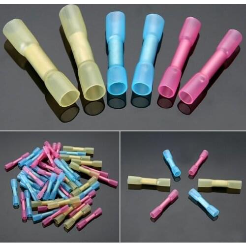 20/100PCS Seal Heat Shrink Butt Crimp Terminals Electrical Splice Wire Insulated Waterproof Connectors AWG 22-10 Kit Assortment
