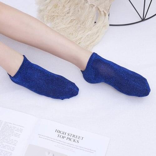 2021 Woman socks shiny fashion filigree woman socks candy color bright sparkling high quality Korean women fashion socks