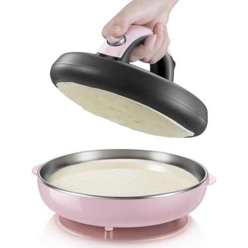 22%,pink Automatic Nonstick stainless steel Crepe Makers mini Pancake machine Household electric baking pan with Metal stent
