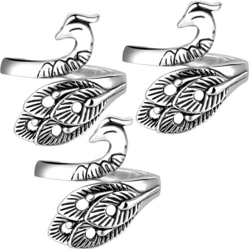 3Pack Adjustable Knitting Loop Crochet Loop Ring Knitting Accessories,Peacock Open Finger Ring