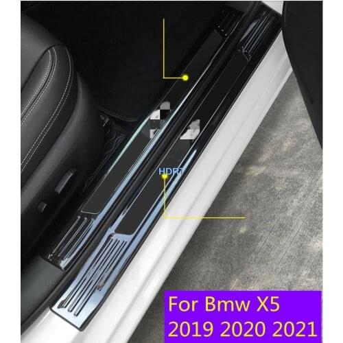 Car Body Stainless Steel Pedal Door Sill Scuff Plate Inside Cover Inside Threshold 4pcs For Bmw X5 2019 2020 2021