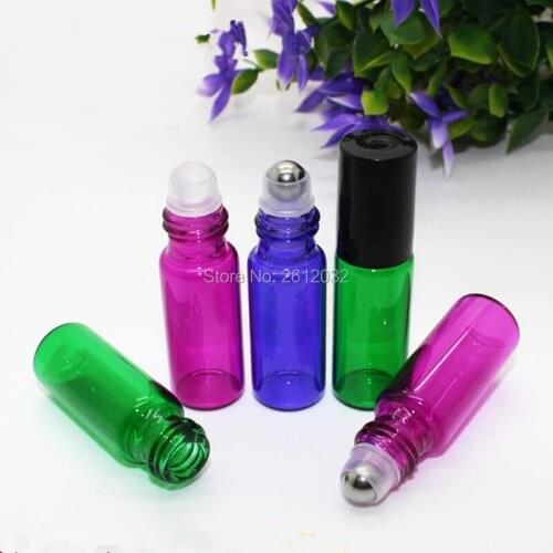 5ml empty mini glass roll on bottle for essential oils,refillable perfume containers with stainless steel roller ball F2017208