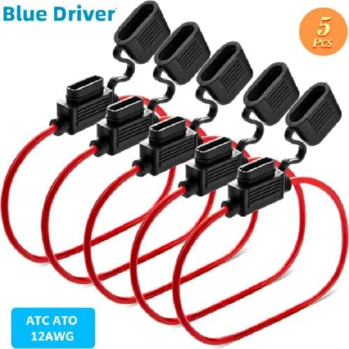 5Pcs Auto Car Blade Inline Type ATM Mini Fuse Waterproof Holder Case Motor Tap Blow BloM12V 32V 16 AWG Wire Cutoff Switch Tools