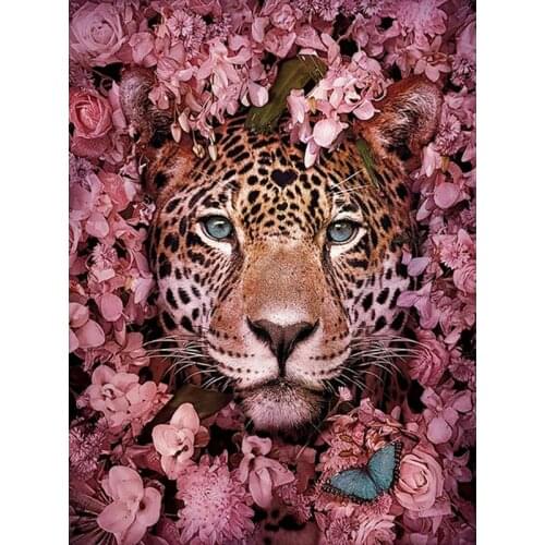 5D DIY Mosaic Diamond Painting Flower Animal Lion Tiger Monkey Full Set Diamond Embroidery River Pictures of Rhinestone