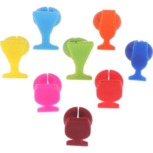 8pcs Silicone Wine Glass Marker Creative Drinking Cup Identifier Party Cup Sign (Random Color)