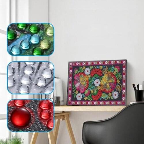 Special Shaped Diamond Painting Flower Printing Pattern DIY 5D Partial Drill Cross Stitch Kits Crystal Rhinestone Embroidery Art