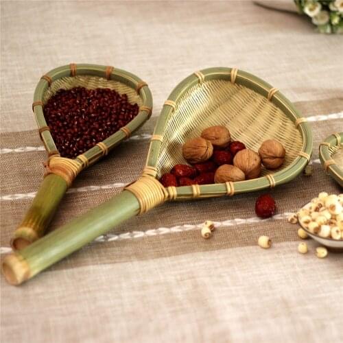 Handmade Bamboo Braided Rice Colander Soup Spoon Noodles Household Drain Spoon Bamboo Products Kitchen Supplies