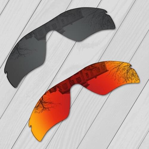 E.O.S 2 Pieces Black and Fire Red Polarized Replacement Lenses for Oakley Radar Path Sunglasses