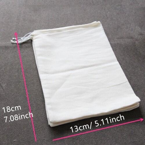 Felicoalice 3pcs 13*18cm Cotton Tea Bag Reuseable Drawstring Bags Strainer Filter Bag For Nut Milk Tea Fruit Juice