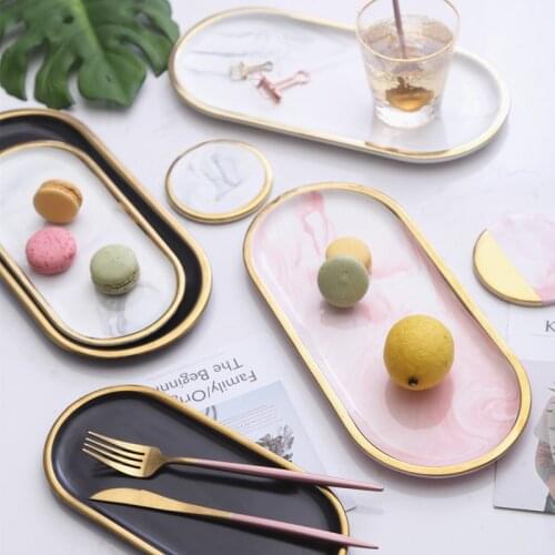 Imitation Marble Sushi Ceramic Plates Jewelry Storage Tray Ceramic Tray Dessert Plate Cake Dish