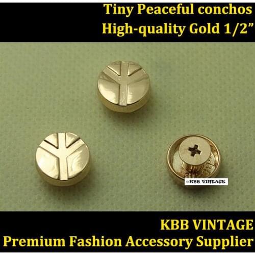 KBM10) 50pc 1/2'' Western Peace Concho Screwback Peace-sign Stud Gold